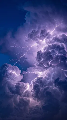 Purple Lightning in Storm Clouds