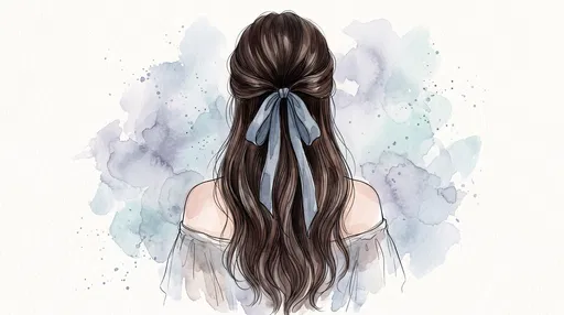 Watercolor Illustration of Woman with Ribbon