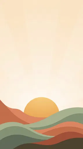 Minimalist Sunrise Over Abstract Hills