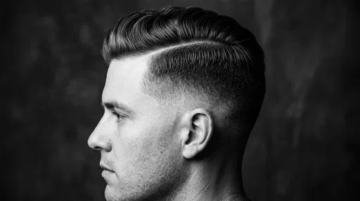 Monochrome Side Profile of Fade Haircut