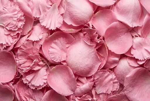 Pink Rose and Carnation Petals with Dewdrops