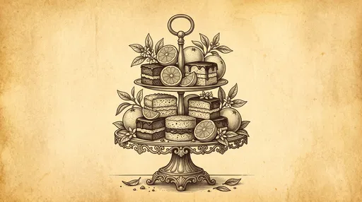 Vintage Ink Tiered Cake Stand Illustration