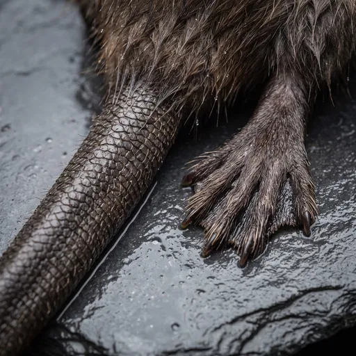 Close-Up of Muskrat Tail and Foot