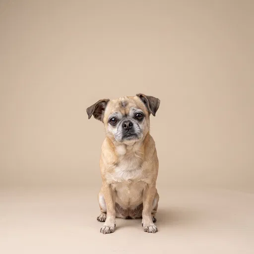 Senior Fawn Chihuahua Pug Mix Studio Portrait