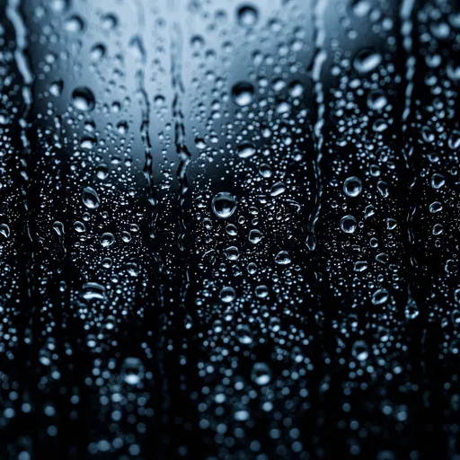 Macro Raindrops on Dark Window Pane