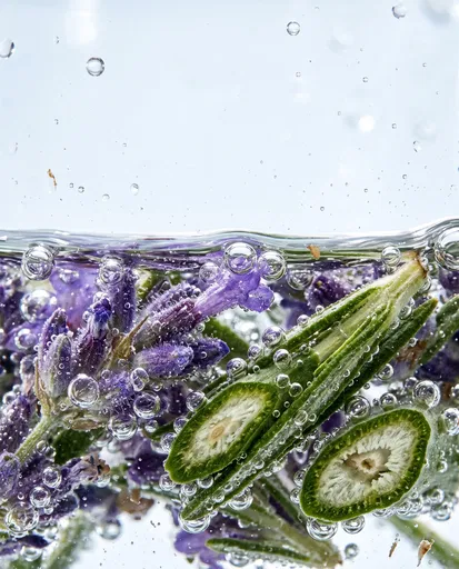 Submerged Lavender and Rosemary Macro