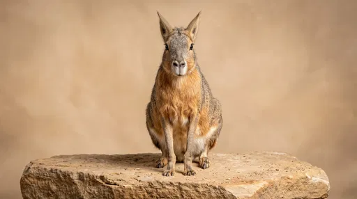 Patagonian Mara Portrait on Sandstone Block