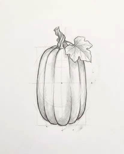 Graphite Pencil Sketch of Tall Pumpkin