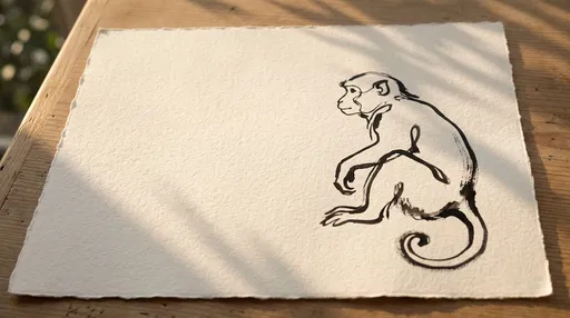Minimalist Ink Monkey Drawing on Paper