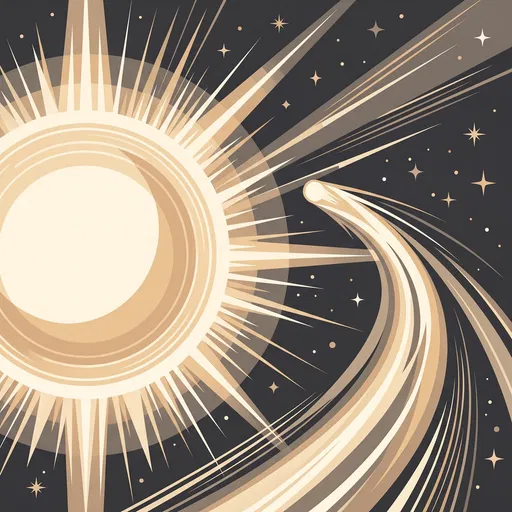 Stylized Sungrazing Comet Flat Illustration