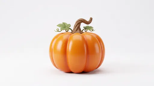 3D Glossy Orange Pumpkin Clipart Icon
