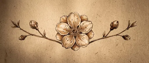 Symmetrical Sepia Cherry Blossom Illustration