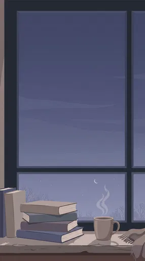 Cozy Windowsill Books and Mug Illustration