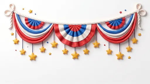 3D Clay Patriotic Bunting Garland with Stars