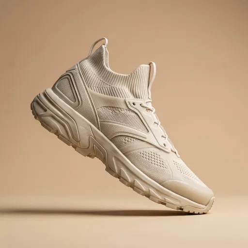 Monochrome Beige Knit Sock Runner Shoe