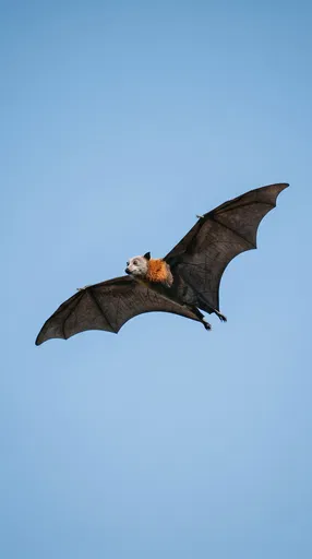 Grey-Headed Flying Fox Soaring in Sky