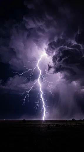 Lightning Strike Over Dark Plains