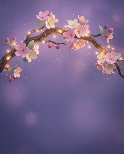 3D Apple Blossoms with Fairy Lights