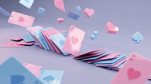 Pastel Pink and Blue 3D Playing Cards