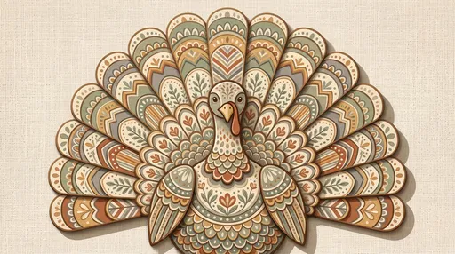 Folk Art Patterned Turkey Illustration