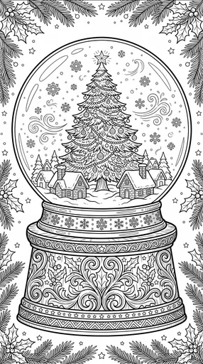 Ornate Christmas Snowglobe Coloring Page