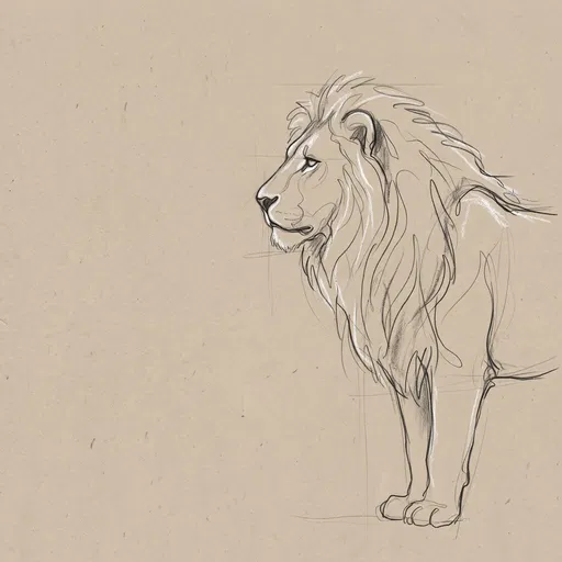 Minimalist Graphite Lion Profile Sketch