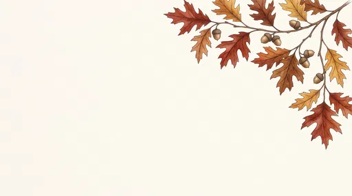 Autumn Oak Branch Corner Illustration
