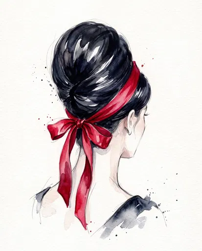 Watercolor Illustration of Black Beehive Updo