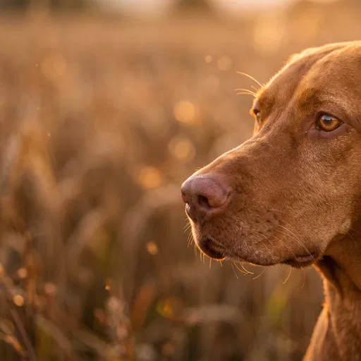 Vizsla Dog Profile in Golden Sunlight