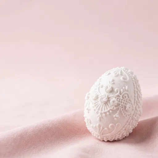 Ornate White Sugar-Piped Easter Egg