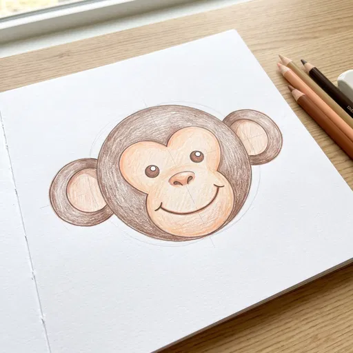 Colored Pencil Sketch of Smiling Monkey