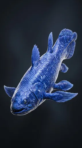 Vibrant Blue Coelacanth Studio Render