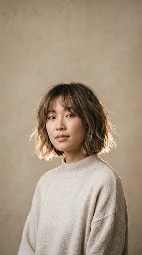 Woman with Textured French Bob Portrait