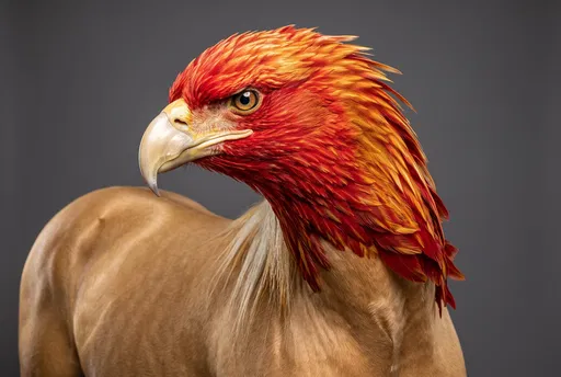 Scarlet and Gold Hippogriff Studio Portrait
