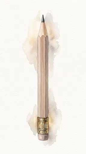 Watercolor Illustration of a Wooden Pencil