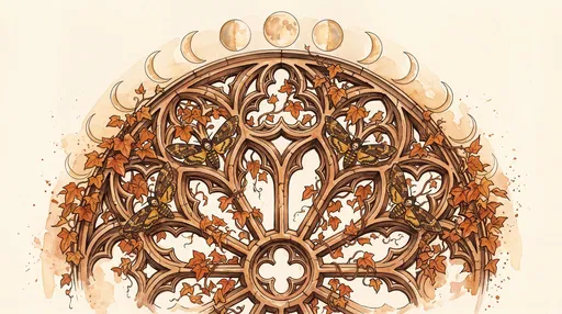 Watercolor Gothic Window With Moths and Moons