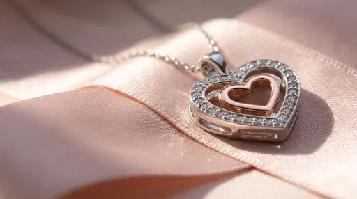 Silver and Rose Gold Heart Necklace