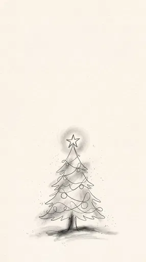 Minimalist Line Art Christmas Tree Sketch
