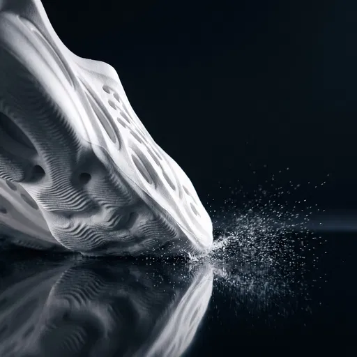 White Foam Sneaker Striking Wet Black Floor