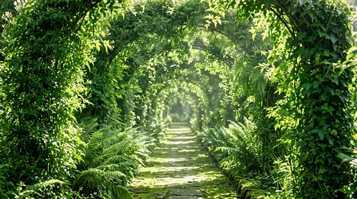 Sunlit Green Garden Archway Tunnel