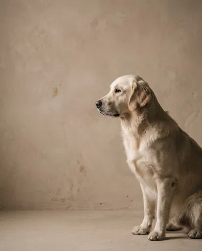 Cream Golden Retriever Studio Profile Portrait