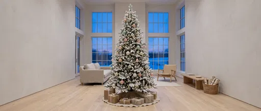 Minimalist Nordic Christmas Tree at Blue Hour