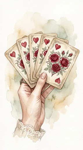 Watercolor Hand Holding Vintage Rose Heart Cards