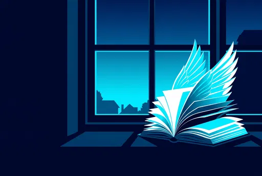 Open Book With Winged Pages on Windowsill