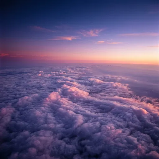 Aerial View of Purple Twilight Clouds