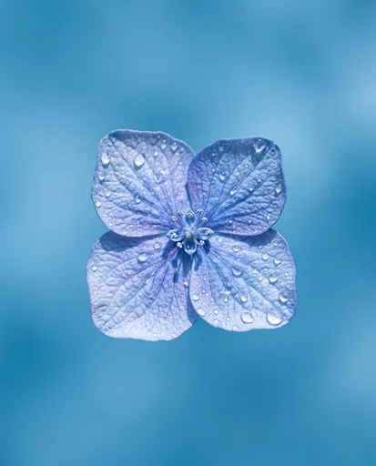 Dewy Blue Hydrangea Blossom Macro