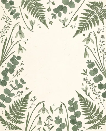 Sage Green Pressed Botanical Frame Illustration