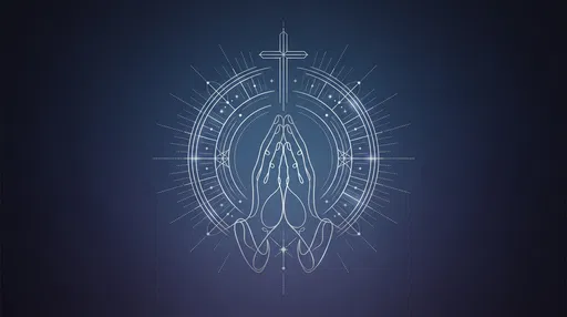 Silver Line Art Praying Hands with Cross