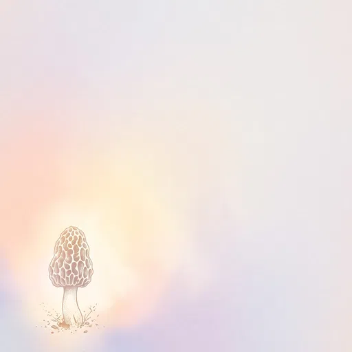 Minimal Morel Mushroom on Pastel Background