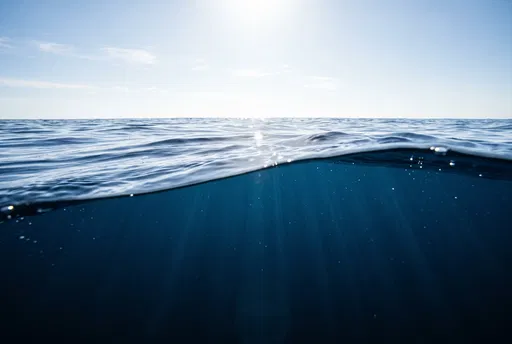 Split View of Ocean and Underwater Rays